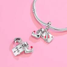 Silver Plated Charm Clown Doll Purple Love Zirconia Black Bear Cross Black Series Charm Bead Is Suitable For Diy Female Bracelet Pendants - Silver - View 6