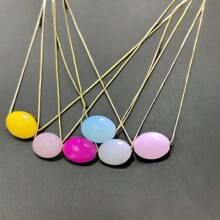Zhenwei xina Beach Getaway Essential: Natural 'Energy Stone' Layered Necklace Brass Chain Six Color Fashion Jewelry Women For Your Summer Mother's Day Gifts Women