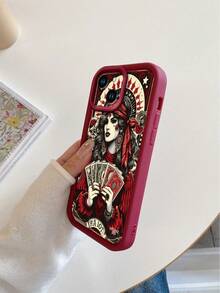 1 buah Casing Pelindung Kamera Kaca Tempered Motif Ratu Kartu Warna Maroon Kompatibel dengan Apple 16/16E, Kompatibel dengan Redmi, Kompatibel dengan Infinix, Kompatibel dengan Vivo, Versi Internasional, Bukan Versi Domestik - Burgundy - View 8