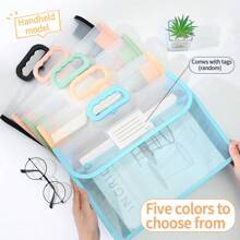 1pc A4 Double-Layer Handbag For Students, Transparent Thickened Multi-Function File Folder, PVC Waterproof Study Pouch, Large Capacity, Minimalist Desk Organizer, Stationery Supplies Subject Classification Bag, Suitable For Daily Commuting,Back To School,School Supplies
