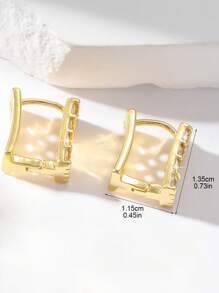 1 par de pendientes de aro geométricos cuadrados incrustados con circonita cúbica elegante para mujer, accesorios de moda de alta gama para citas, fiestas y bodas