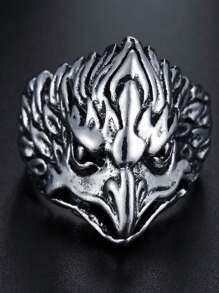 1pc Retro Punk Double Skull Head Rings For Women Men Silver Color Wolf Eagle Ring Female Male Wedding Party Finger Jewelry Gift