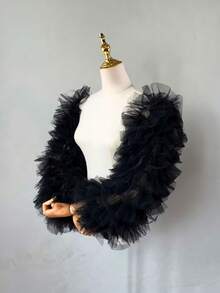 1 Pair Women Puff Sleeves, Black/White/Pink/Light Blue Sheer Mesh Arm Sleeves, Long Stretchy Detachable Sleeves For Bridal Wedding Gown, Lolita, Summer UV Protection, Versatile Removable Sleeves For Dresses, Costumes And Performance Accessories Autumn Accessories - Multicolor - View 2