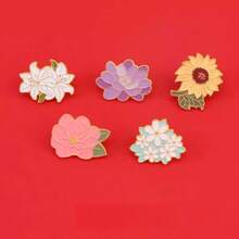 1pc Authentic Teacher's Day Gift Sunflower & Lily Flower Decoration Brooch, Cute Style For Couples, Students, Bag Decor