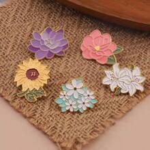 1pc Authentic Teacher's Day Gift Sunflower & Lily Flower Decoration Brooch, Cute Style For Couples, Students, Bag Decor