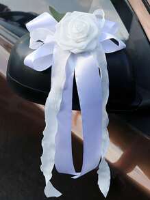 1PC Outdoor Wedding And Wedding Car Rearview Mirror Decoration Flower, Chair Back Flower Decoration, Simulation Flower Wedding Car Decoration, Wedding Car With Suction Cup Flower Accessories, Mori Style Simulation Flower Wedding Photography Banquet Party Hotel Chair Back Flower Accessories Halloween Valentine's Day Valentines