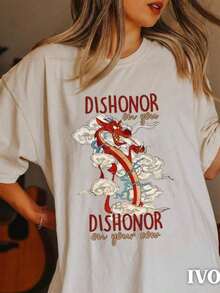 Mushu Dragon Dishonor On Your Cow Shirt  Mulan Movie T-Shirt  World Family Trip  Funny Tee # Printed T-ShirtsStreet Style Personalized Fashion Print T-Shirt - White - View 1
