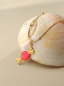 1 pieza Collar con colgante de caramelo de color dopamina, adecuado para uso diario por niñas en verano, vacaciones y fiestas en la playa