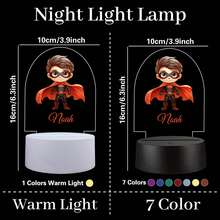 1pc Custom Cartoon Cape Boy 3D Led Night Light, Custom Super Hero, Custom Car, Custom Giant Wheel 3D Led Night Lamp, Color Changing Bedroom Manga Anime Figure Night Lights Gift,Christmas Gift Supplies