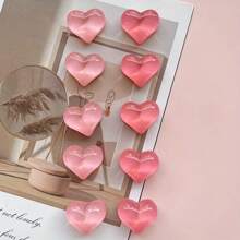 10pcs Pink Heart-Shaped Fridge Magnets For Kitchen, Office Whiteboard, Cabinets And Dishwashers - Delightful Home Decor, Perfect Holiday Gift, Mini Refrigerator Magnet