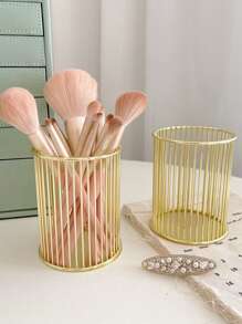 Porte-stylo en métal doré pour le bureau, porte-pinceau de maquillage, porte-crayons, organisateur de bureau et de maison, pour vacances à la plage, collection de salles de bain, collection de chambres, grande capacité