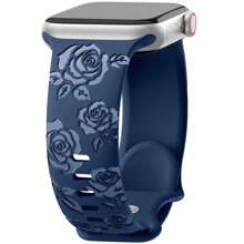 Bloemen gegraveerde band compatibel met -band 40 mm 41 mm 38 mm 42 mm 44 mm 45 mm 46 mm 49 mm dames, zachte siliconen schattige bloemenband voor I Watch-band serie SE Ultra 10 9 8 7 6 5 4 3 2 1