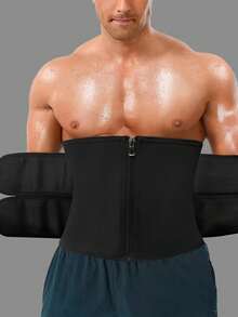 1pc Men's Slimming Waist Trainer Belt, Unisex Waist Support Trimmer For Exercise, Sauna, Sweat, Abdomen Shaping - Black - View 2