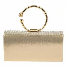 Living And Home Crystal-Embellished Evening Clutch - Ombré Rhinestone Glam Party Bag With Detachable Chain (18.5cm) | Black/Silver/Gold - Gold - View 5