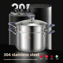 Heavy Duty SUS304 Stainless Steel 3-Tier Steamer Pot, Cooking Pot, Stockpot, Large Capacity, Multi-Function Cookware For Home Kitchen