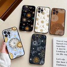 Zodiac Sign Dial Moon Star Painted Phone Case For IPhone 16/15/14/13/12 Pro Max 16/15/14 Plus, As Well As  Galaxy S25 S24 S23 S22 ULTRA. - 藏蓝色 - 查看 2