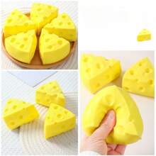 1 件 TPR 材质创意减压玩具，逼真奶酪挤压玩具，慢回弹堵嘴礼物，适合减压和课堂使用