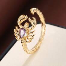 1pc Fashionable Scorpion Open Design Cubic Zirconia Ring For Women