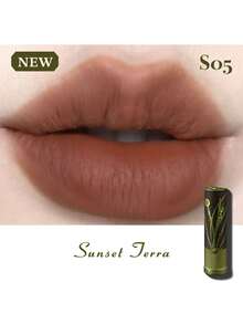 GIRLCULT 哑光唇膏 S05 日落大地，丝绒哑光质地，柔滑滋润，轻盈，柔焦哑光妆效，显色度高，持久不拔干，打造戏剧性、日常及特殊场合妆容，艺术设计，青春活力，3.5克/0.12盎司。 - S05 Sunset Terra - 查看 4