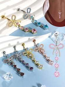 悬垂蝴蝶结肚脐环蝴蝶肚脐环肚脐穿孔适合海滩俱乐部服装波西米亚设计易于佩戴 - belly ring - 查看 8