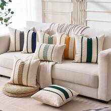 1pc Bohemian Style Pillow Case, Soft Gray Farmhouse Decorative Sofa Cushion Cover For Living Room Home Decor - Grey - View 9