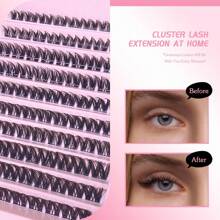 190 PCS DIY Cluster Lashes Extension Kit - Professional-Grade Adhesive & Curler, Natural To Glam Volume Reusable Clusters, Long-Lasting At-Home Salon Set For Beginners