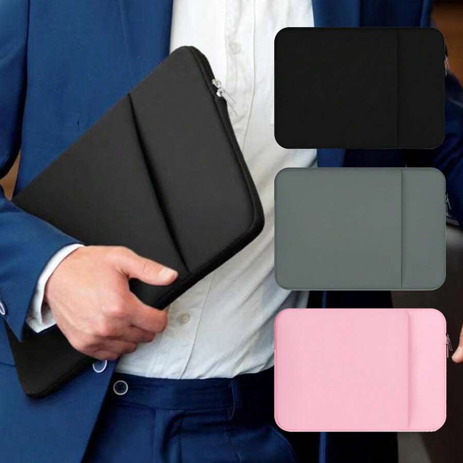 Laptop Sleeve Bag Compatible With MacBook Air/Pro, 11-15.6 Inch Notebook, Compatible With MacBook Pro 14 Inch M3 M2 M1 Chip Pro Max 2024-2021, Polyester Vertical Case With Pocket - Multicolor - View 1