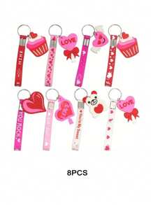 8-Piece Silicone Love Keychains, Heart Shaped Keychain For Students, Teachers, Gifts, Party Favors,Used For Wedding Room Bedroom Decoration Wedding Gift Party Small Gift, Mother's Day Gift