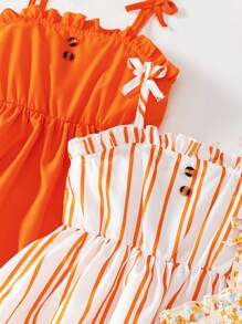 3 Pieces Set Girls Sleeveless Dress, Solid Color, Stripe, And Print Designs, Casual And Fashion Princess Dresses For Summer