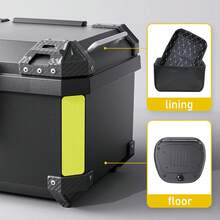 Universal Motorcycle Top Case, Waterproof And Dust-Proof Motorbike Trunk Tail Box With Stainless Steel Anti-Theft Lock For Storing Helmet Luggage - 黑色 - 查看 3