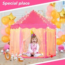 Princess Castle Fairy Tent, Play Toys For Girls Large Hexagon Playhouse, Toy Houses, Indoor And Outdoor Kids Magical Game House Kids Camping(With Star Lights) - Pink - View 5