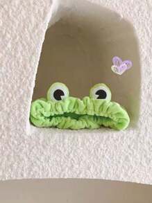 3pcs Cute Cartoon Frog Design Elastic Headbands, Korean Style Non-Slip Makeup Wash Face Hair Band Accessories Back To School