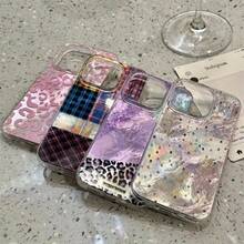 Vintage Color-Block Gradient Tin Foil Pattern Case For IPhone 16 Pro Max, Apple 15 Pro, 14, New 13/12 Pro Max