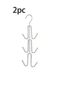 2pcs New Creative Multi-Layer Bag Hanger Wrought Iron Handbag Belt Hook Household Coat Storage Rack, Creative Multi-Functional Bag Clothing Storage Rack, Creative Coat Storage Rack, New Multi-Functional Storage Rack, Creative Home, Life Storage Supplies, Creative Wardrobe Rods Are Suitable For Daily Use To Store Clothes - Silver - View 9