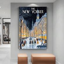 1 件/3 件墙面艺术海报可选框架旅行纽约客杂志帆布海报墙面艺术海报家居咖啡装饰墙画客厅卧室走廊装饰