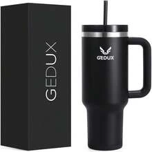 40oz Tumbler With Handle, 2-IN-1 Leak Proof Lid (Straw/Flip), Insulated Water Bottle, Stainless Steel Tumbler With Non-Slip Silicone, Wide Mouth Travel Mug Cupholder Friendly Dishwasher Safe - Black - View 1