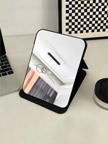 1PC Foldable Makeup Mirror, Dressing Table Makeup Mirror, Convenient Storage And Space Saving, Suitable For Bathroom, Student Dormitories, Dressing Table Bathroom Accessories Home Bathroom Decor Fall Decor Makeup Organizer Back To School