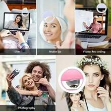 LEDSelfie Ring Light, Mobile Phone Light, Portable Light, Clip-On Light, Fill Light, Rechargeable Type - 3 Modes. Suitable For IPhone, Android, Makeup, Douyin, Live Streaming, Laptop, Tablet, Video Conference Lighting, Photography