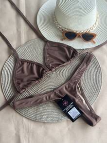 G-String Bikini With G-String Curtain Summer Fashion 2025 - Brown - View 5