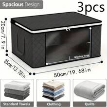 Bolsa de almacenamiento plegable con asas, ventana transparente, adecuada para ropa de cama, ropa y talla grande, organizador de almacenamiento doméstico de uso múltiple