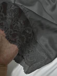 QING ROU Half Slips For Women Underskirt Short Mini Skirt With Floral Lace Trim - Black - View 2