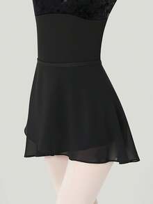 Daydance Women Ballet Skirt Adult Short Wrap Chiffon Skirt Lace Up Ballet Tutu Skate Skirt Ballerina Dancing Miniskirts Dance Wear - Black - View 3