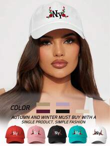 1 件刺绣纽约棒球帽，轻便透气可调节防晒遮阳帽，适合户外/旅行/徒步旅行/骑自行车，春季/秋季 - 刺繡 - 查看 13