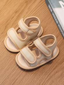 1 Pair Men's Beach Shoes Cloth Shoes Dual Adhesive Design Flat Casual Sandals, Suitable For Summer - Apricot - View 3