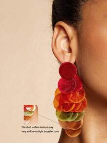 1 Pair Luxurious Small-Brand Design Grape Cluster Tassel Earrings, Exaggerated Big Asymmetrical Round Textured Tassel Earrings Suitable For Women's Daily And Holiday Wear (Slight Variation In Surface Texture Of Round Piece)