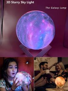 1 件手绘 DIY 星空星球月亮小夜灯，手工绘图涂鸦绘画手工制作，适合万圣节、圣诞节、感恩节、情人节、斋月等节日、日常礼物 - 多色光 - 查看 4