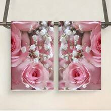 1 pieza/2 piezas Toallas de mano de fibra ultrafina para la temporada de bodas, diseño elegante de flores y rosas rosas, suaves y absorbentes, lavables a máquina de poliéster, perfectas para la decoración de la cocina, cocinar, hornear, decoración navideña y baños, decoración de mesa, utensilios de cocina, decoración del hogar, regalo de inauguración de casa nueva para el baño, toallas de cocina