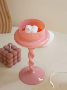 1/2pcs Pink Spiral Art Candle Holders - Handcrafted Bohemian Style Romantic Wedding Home Decor, Elegant Curvy Design With Sturdy Base, Creating Cozy Ambiance For Anniversary/Dinner Table Centerpiece