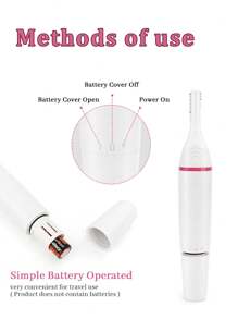 Battery-Powered Trimmer - Eyebrow/Nose/Body Hair Remover - Safe Blades For Face & Skin - Compact Travel Design (Battery Not Included)