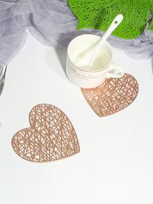 6pcs Hollow-Out PVC Anti-Slip Coasters, Easy To Clean & Wipe, Suitable For Dining Table, Holiday Banquet, Party, Bar Decoration - Multicolor - View 4